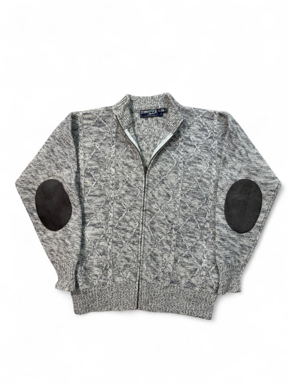 VTG 80s Woodstock international by Bernard pure wool full zip cardigan grey M